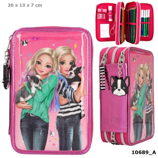 TOP Model Filled Triple Pencil Case Friends Pink