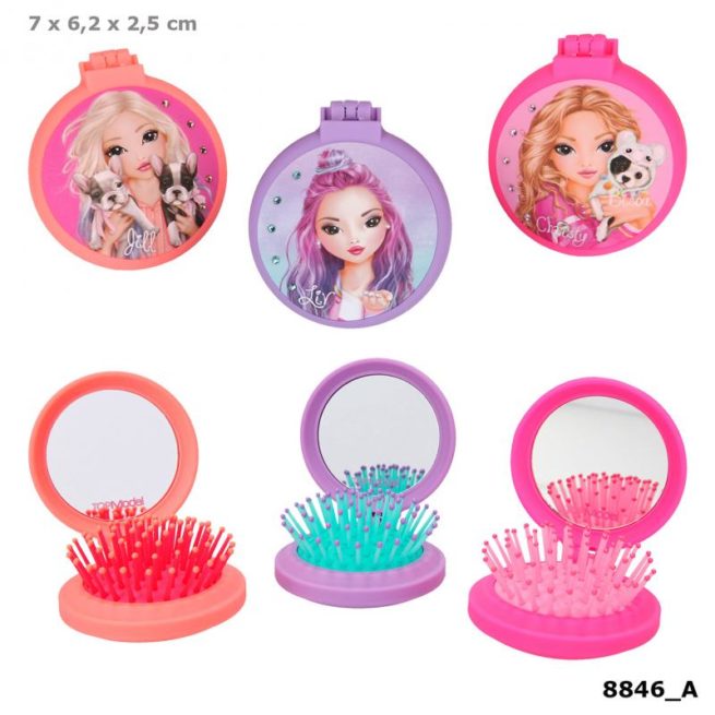 TOP Model Folding Hairbrush With Mirror