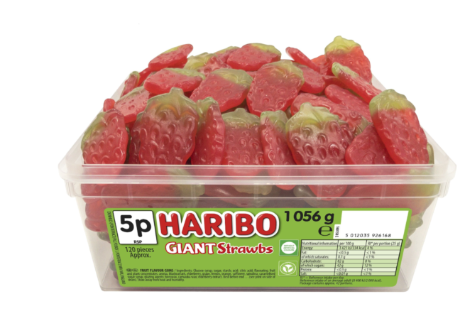 Haribo Giant Strawbs 5p Tub 1kg