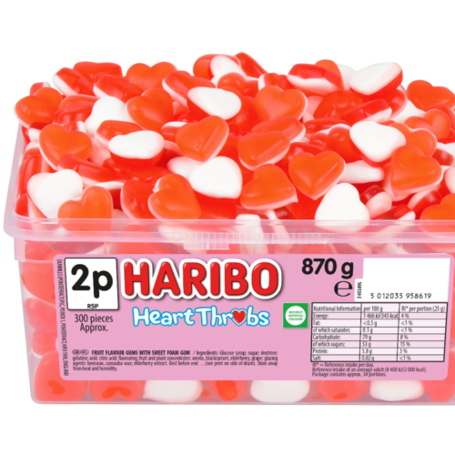 Haribo Heart Throbs 2p Tub 870g