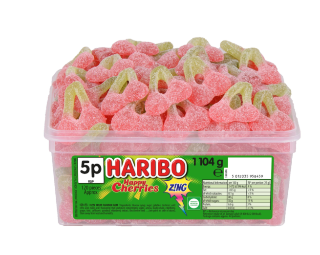 Haribo Happy Cherries Zing 5p Tub 1.1kg