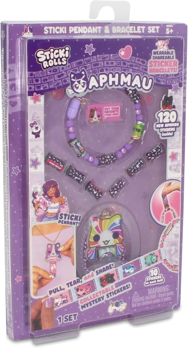 Sticki Rolls Aphmau Sticker Pendant and Bracelet Set with 120 Stickers