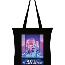 KPOP DEMON HUNTERS KEY ART BLACK TOTE BAG